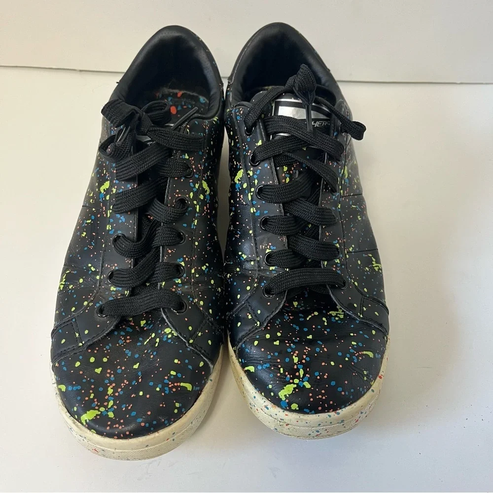 Skechers The Painter Lace Up Sneaker Black Splatter‎ Women's 11